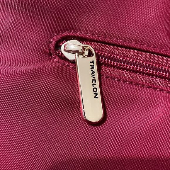 TRAVELON RED WINE SHOULDER BAG WITH GOLD HARDWARE - Picture 9 of 9